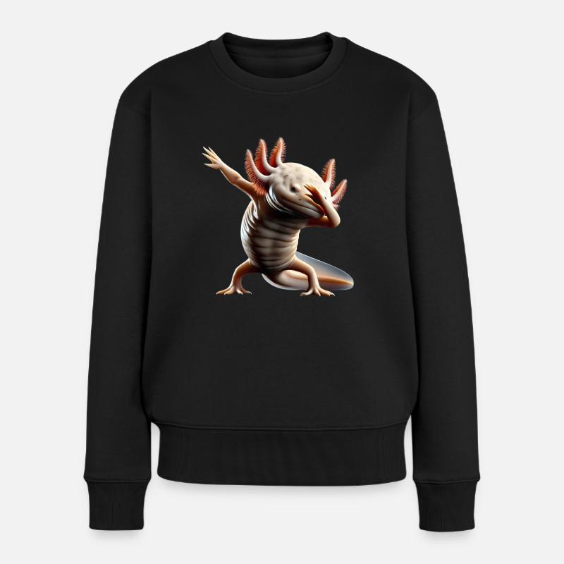 Dabbing Axolotl Tier Tierliebhaber Cool Motiv Dab - Frauen Premium Bio Pullover - Schwarz