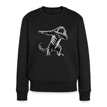 Lustiges Dabbing Tiger Wildtier Tierliebhaber - Frauen Premium Bio Pullover - Schwarz - Vorne - Julia (174cm)