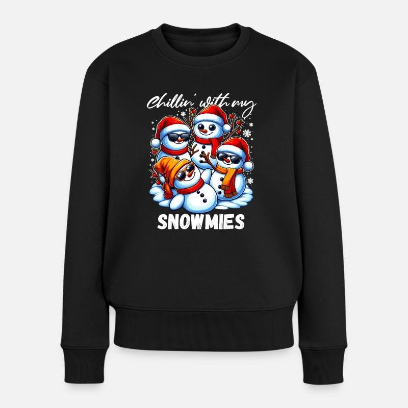 Weihnachten Schneemann Kumpel Freunde Fun Lustig - Frauen Premium Bio Pullover - Schwarz