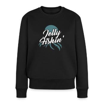 Jelly Fishin' - Cooles Quallendesign - Frauen Premium Bio Pullover - Schwarz - Vorne - Julia (174cm)