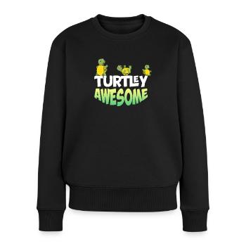 Turtley Awesome - Niedliches Schildkröten-design - Frauen Premium Bio Pullover - Schwarz - Vorne - Julia (174cm)