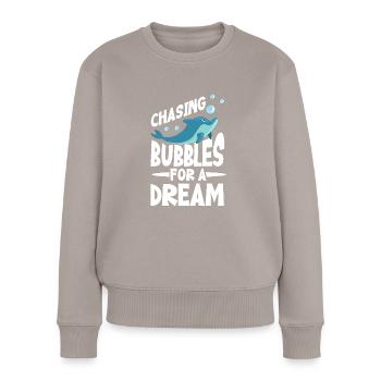 On the hunt for bubbles for a dream - - Women's Premium Organic Jumper - taupe - Front - Julia (174cm)