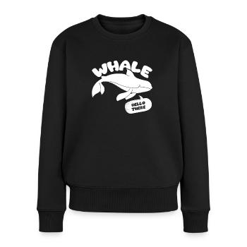 Wal Hallo, Lustiger Wal - Frauen Premium Bio Pullover - Schwarz - Vorne - Julia (174cm)