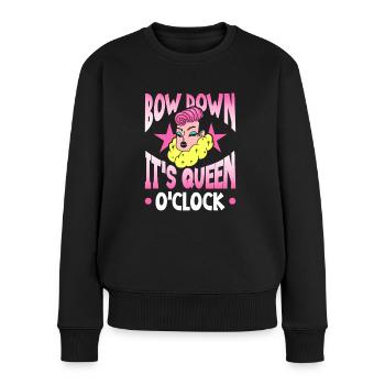 Verbeugen Sie Sich, Es Ist O'clock - Frauen Premium Bio Pullover - Schwarz - Vorne - Julia (174cm)