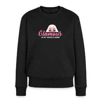 Glamour est mon deuxième prénom - Pull Premium bio Femme - noir - Devant - Julia (174cm)