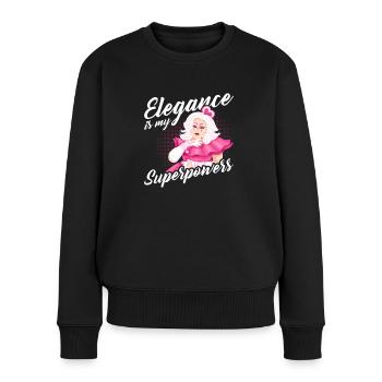 L’élégance est mon superpouvoir - Pull Premium bio Femme - noir - Devant - Julia (174cm)