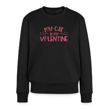 Mon chat est mon Valentin - Pull Premium bio Femme - noir - Devant - Julia (174cm)