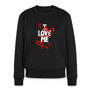Ich Liebe Mich - Frauen Premium Bio Pullover - Schwarz - Vorne - Julia (174cm)