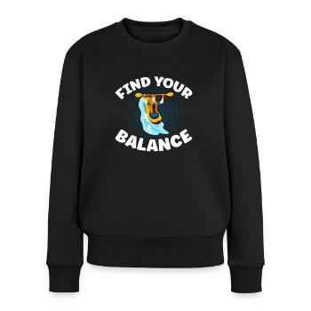 Finden Sie Ihr Gleichgewicht - Frauen Premium Bio Pullover - Schwarz - Vorne - Julia (174cm)