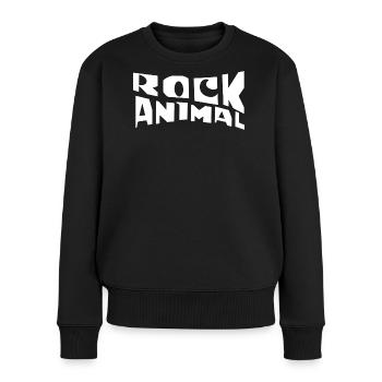 Rock Animal: Kräftige monochrome Grafik - Frauen Premium Bio Pullover - Schwarz - Vorne - Julia (174cm)