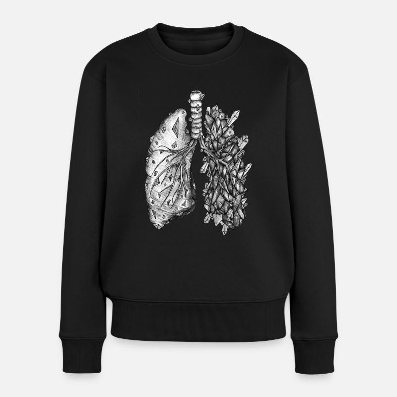 Schwarzweiss-Kristalllunge - Frauen Premium Bio Pullover - Schwarz