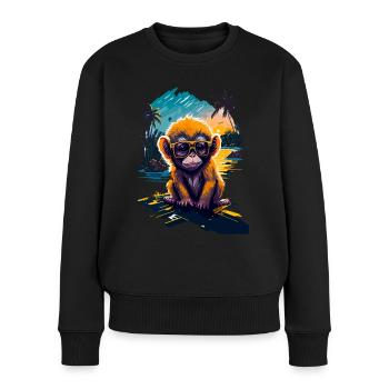 Cooler Affe - Frauen Premium Bio Pullover - Schwarz - Vorne - Julia (174cm)