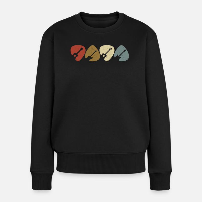 Lecteur de médiator de guitare rétro vintage - Pull Premium bio Femme - noir