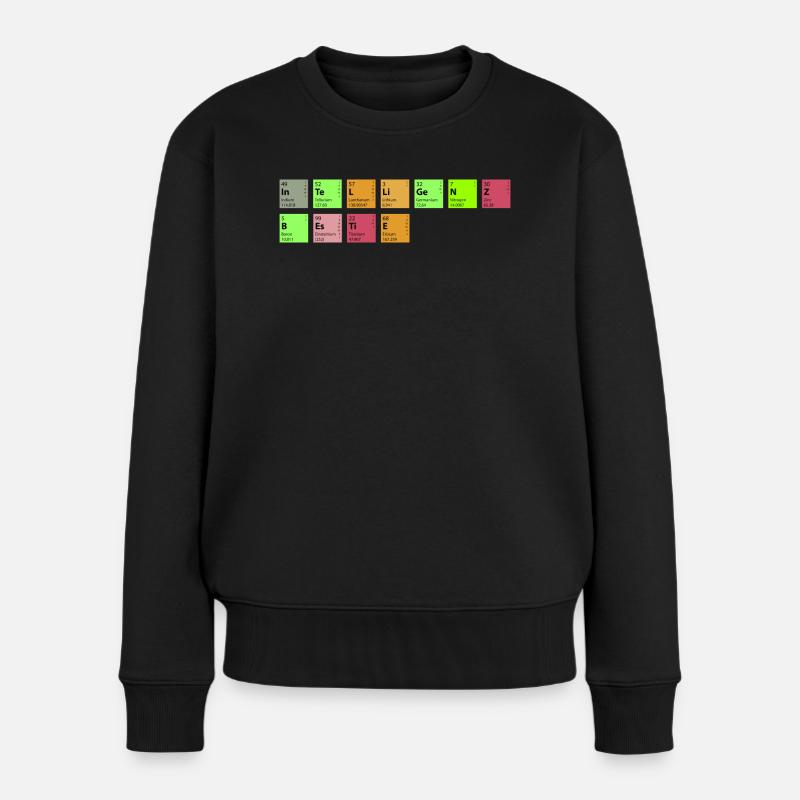 shirt_intelligenzbestie_pixel - Frauen Premium Bio Pullover - Schwarz