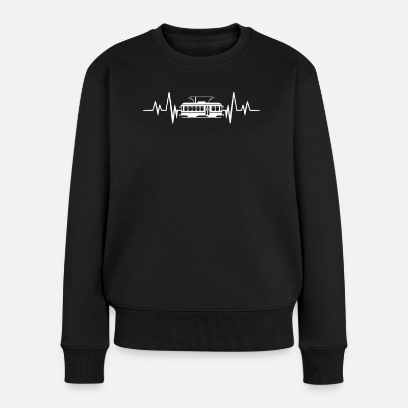 Herzschlag der Straßenbahn - Frauen Premium Bio Pullover - Schwarz