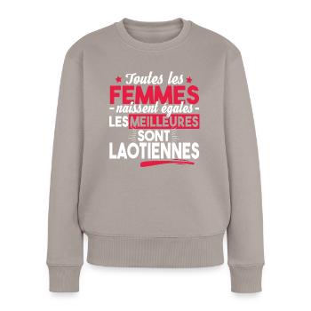 Laotienne Laos Asie Pays Origine Cadeau T-shirt - Pull Premium bio Femme - taupe - Devant - Julia (174cm)