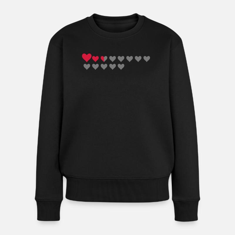 Gaming Lebensbalken Herzen - Frauen Premium Bio Pullover - Schwarz