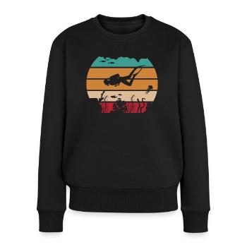 Plongée rétro de l’océan - Pull Premium bio Femme - noir - Devant - Julia (174cm)