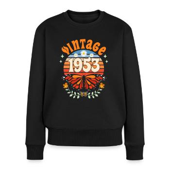 Rétro et Vintage 1953 Femme 70 Ans Anniversaire - Pull Premium bio Femme - noir - Devant - Julia (174cm)