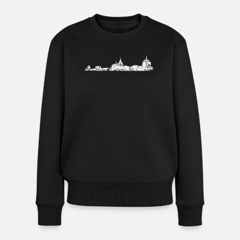 Rostocker Skyline (Vintage/Weiß) Rostock - Frauen Premium Bio Pullover - Schwarz