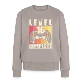 16. Geburtstag Level 16 Complete 16 Jahre Geschenk - Frauen Premium Bio Pullover - Taupe - Vorne - Julia (174cm)