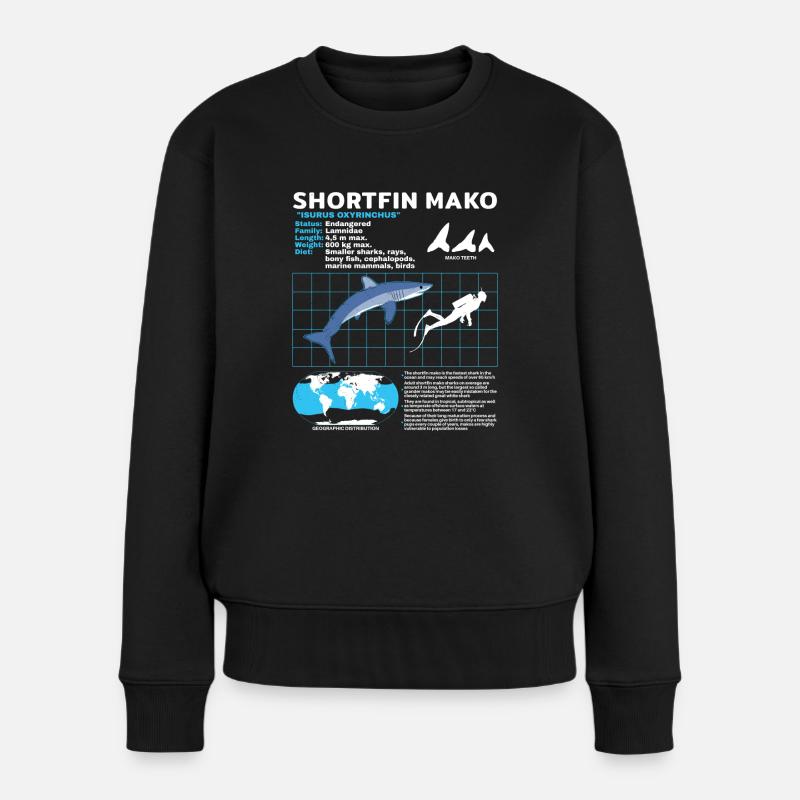Makohai fact sheet - Frauen Premium Bio Pullover - Schwarz