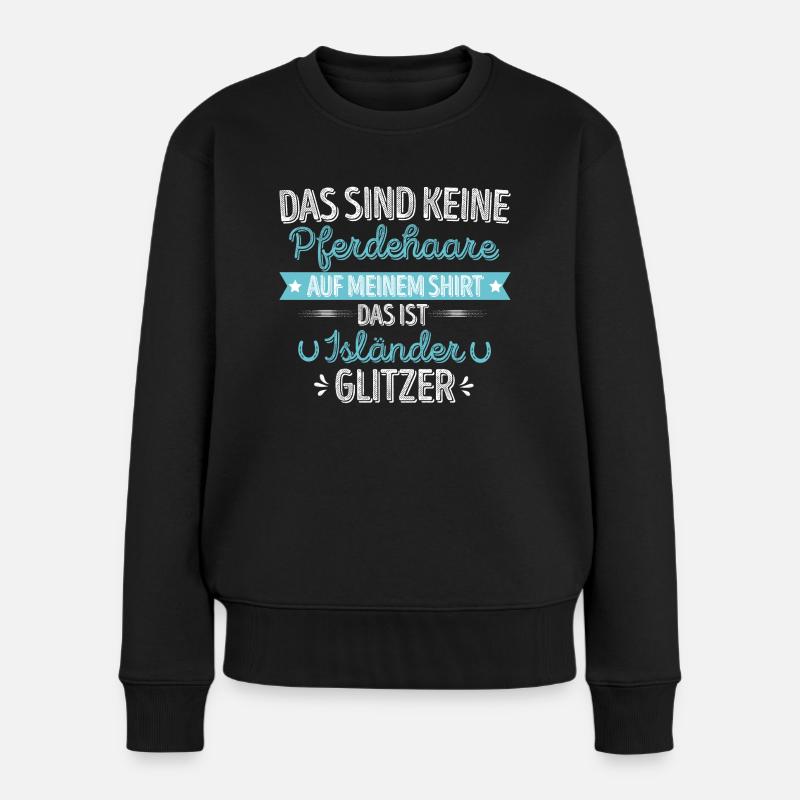 Isländer Islandpferd lustiger Spruch glitzer - Frauen Premium Bio Pullover - Schwarz