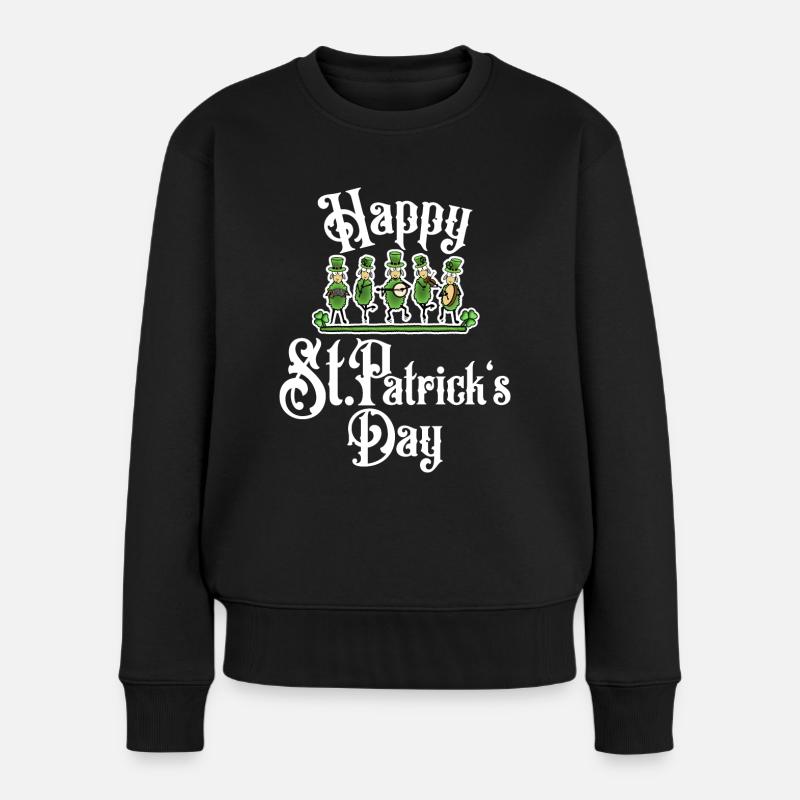Happy St.Patrick´s Day - Frauen Premium Bio Pullover - Schwarz