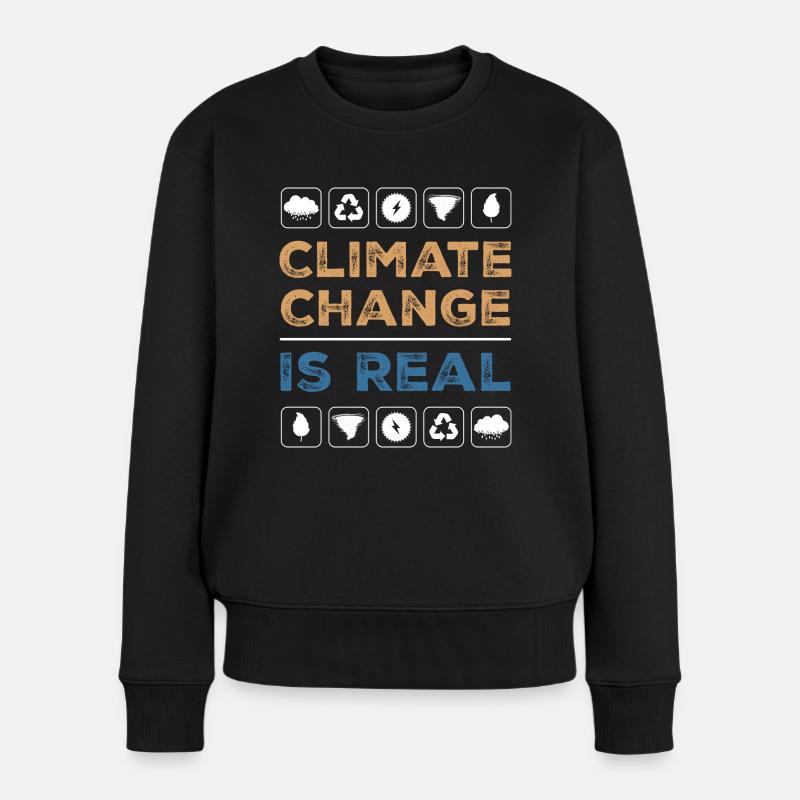 Klimawandel ist echtes Recycling der globalen Erwärmung - Frauen Premium Bio Pullover - Schwarz