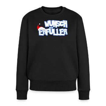 WUNSCHERFÜLLER - Frauen Premium Bio Pullover - Schwarz - Vorne - Julia (174cm)