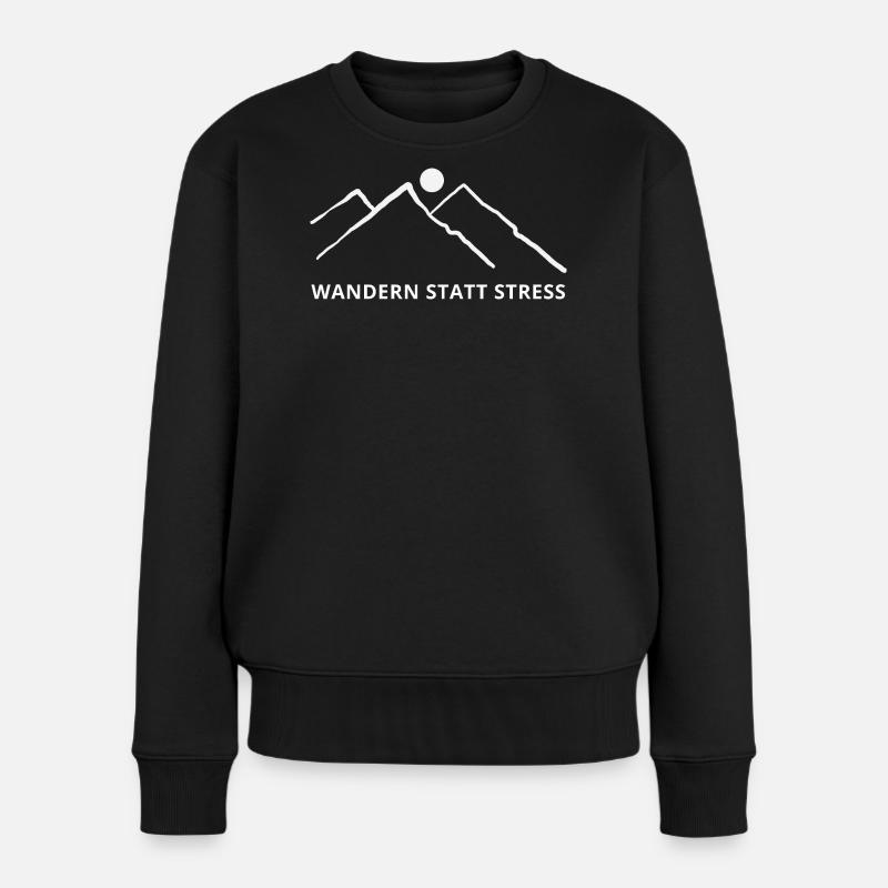 Bergpfad Statt Stress - Frauen Premium Bio Pullover - Schwarz