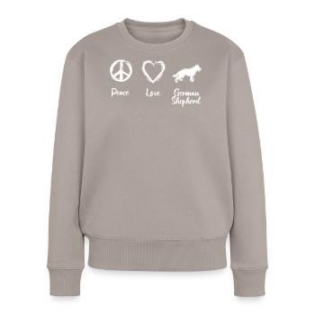 Peace Love German Shepherd - Frauen Premium Bio Pullover - Taupe - Vorne - Julia (174cm)