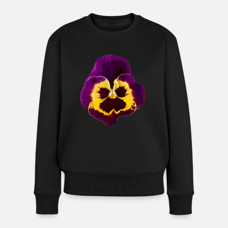 Stiefmütterchen / Veilchen - Frauen Premium Bio Pullover - Schwarz