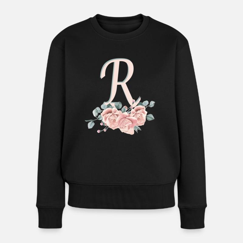Lettre R avec des fleurs - Pull Premium bio Femme - noir
