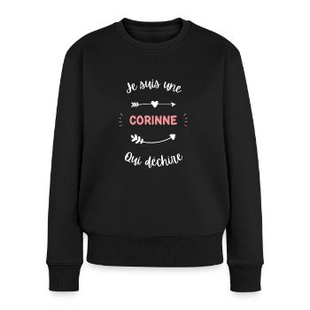 Je suis une Corinne qui déchire - Pull Premium bio Femme - noir - Devant - Julia (174cm)