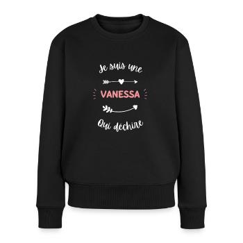Je suis une Vanessa qui déchire - Pull Premium bio Femme - noir - Devant - Julia (174cm)