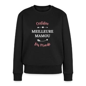 Certifiée meilleure Mamou du monde - Pull Premium bio Femme - noir - Devant - Julia (174cm)