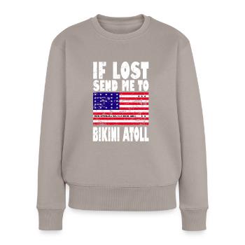 Bikini Atoll Flag Saying - Women's Premium Organic Jumper - taupe - Front - Julia (174cm)