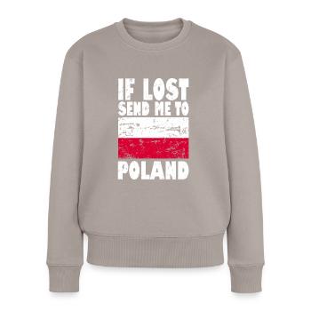 Slogan du drapeau polonais - Pull Premium bio Femme - taupe - Devant - Julia (174cm)