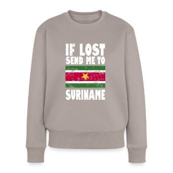 Suriname Flag Saying - Women's Premium Organic Jumper - taupe - Front - Julia (174cm)