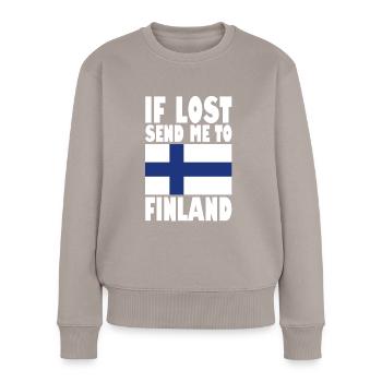 Drapeau de la Finlande - Pull Premium bio Femme - taupe - Devant - Julia (174cm)