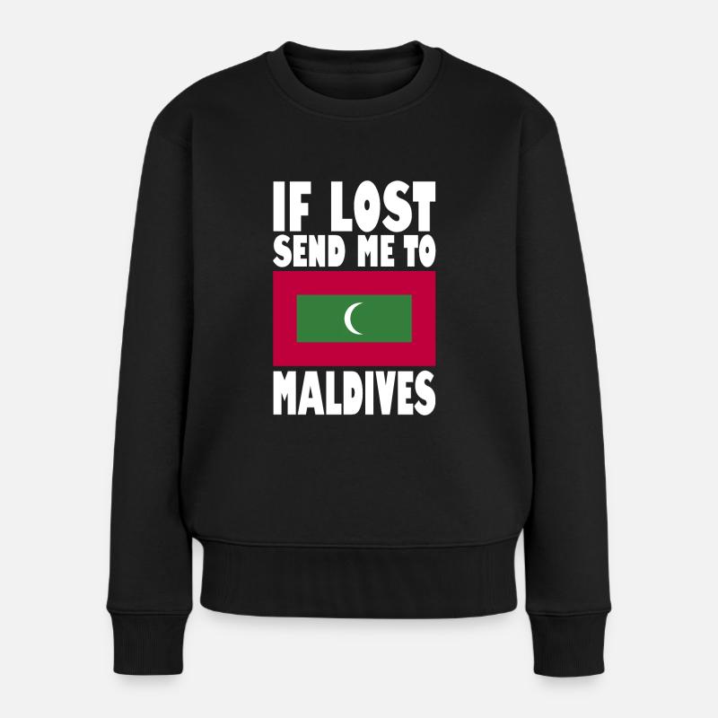 Malediven Flagge Spruch - Frauen Premium Bio Pullover - Schwarz
