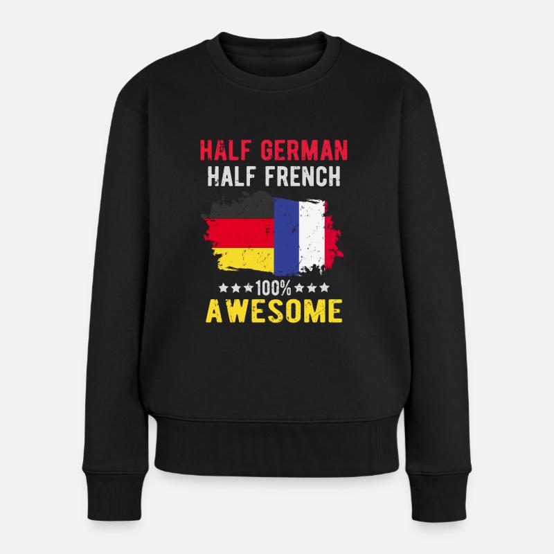 Halb Deutsch Halb Deutsch - Frauen Premium Bio Pullover - Schwarz