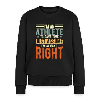 Athlet - Frauen Premium Bio Pullover - Schwarz - Vorne - Julia (174cm)