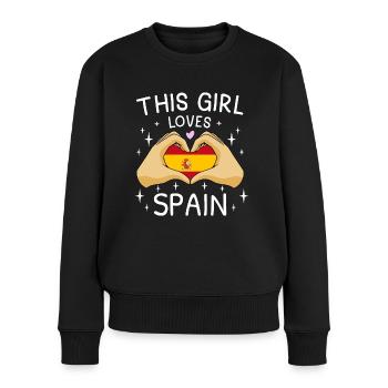 Spanien Flagge Herz Spanische Fahne Liebe - Frauen Premium Bio Pullover - Schwarz - Vorne - Julia (174cm)