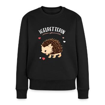 Igelretterin Weißbauchigel Igel Tier Stacheligel - Frauen Premium Bio Pullover - Schwarz - Vorne - Julia (174cm)