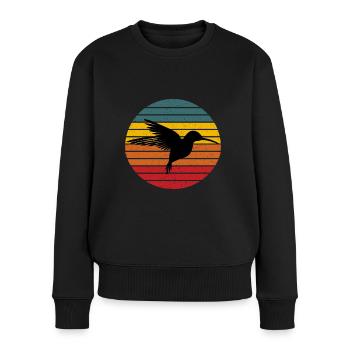 Colibri oiseau rétro vintage - Pull Premium bio Femme - noir - Devant - Julia (174cm)