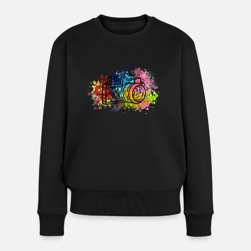 Bunte Kamera - Farbexplosion Fotograf Geschenk - Frauen Premium Bio Pullover - Schwarz