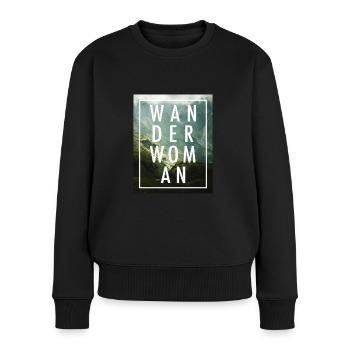WANDERWOMAN WANDERN WANDERER WANDERIN GESCHENK - Frauen Premium Bio Pullover - Schwarz - Vorne - Julia (174cm)