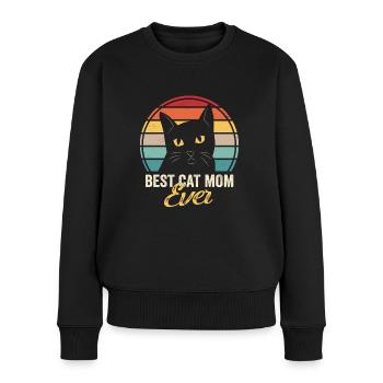 Meilleur chat maman jamais chats maman drôle rétro - Pull Premium bio Femme - noir - Devant - Julia (174cm)